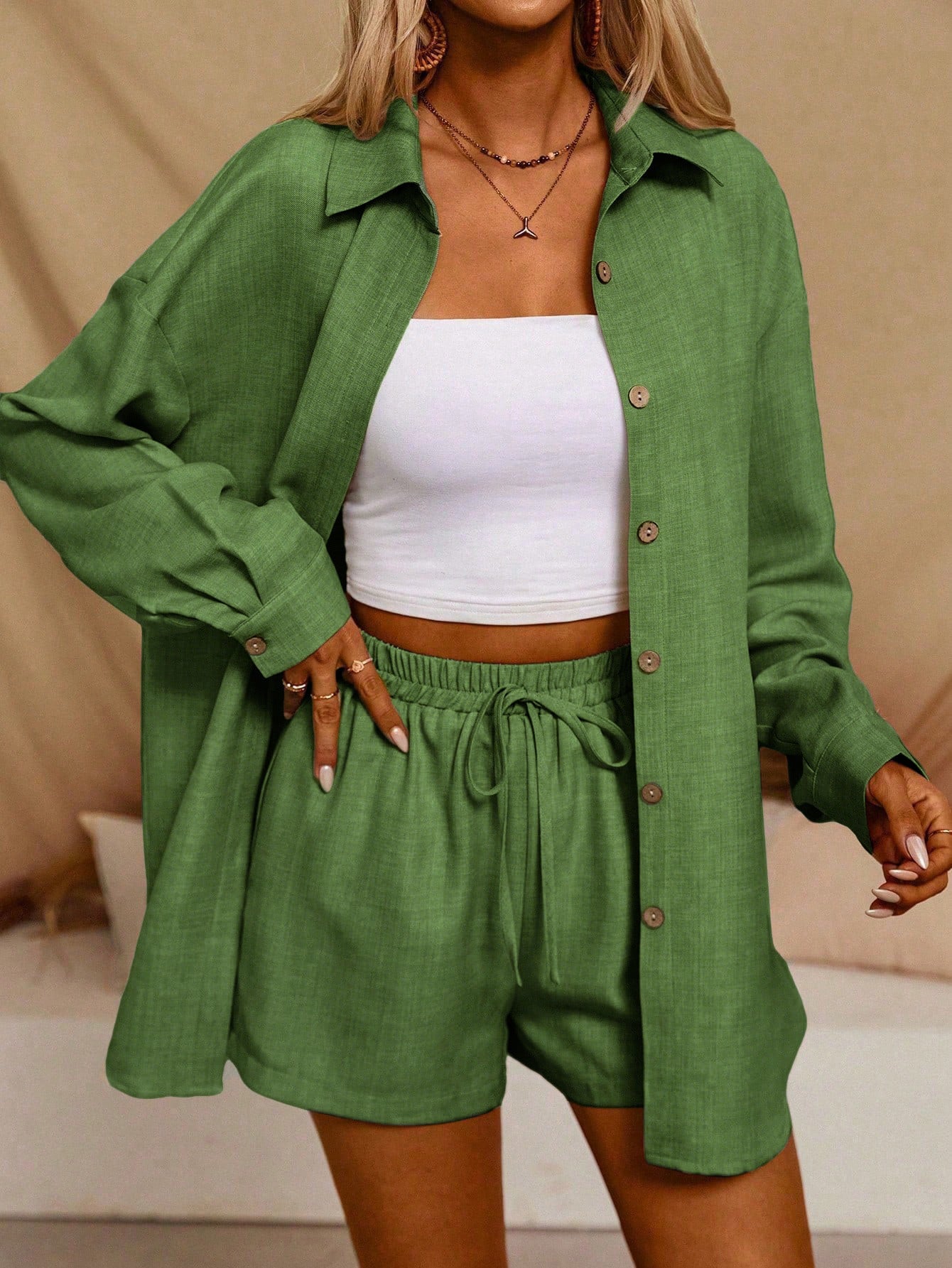 Tatting Cardigan With Shorts