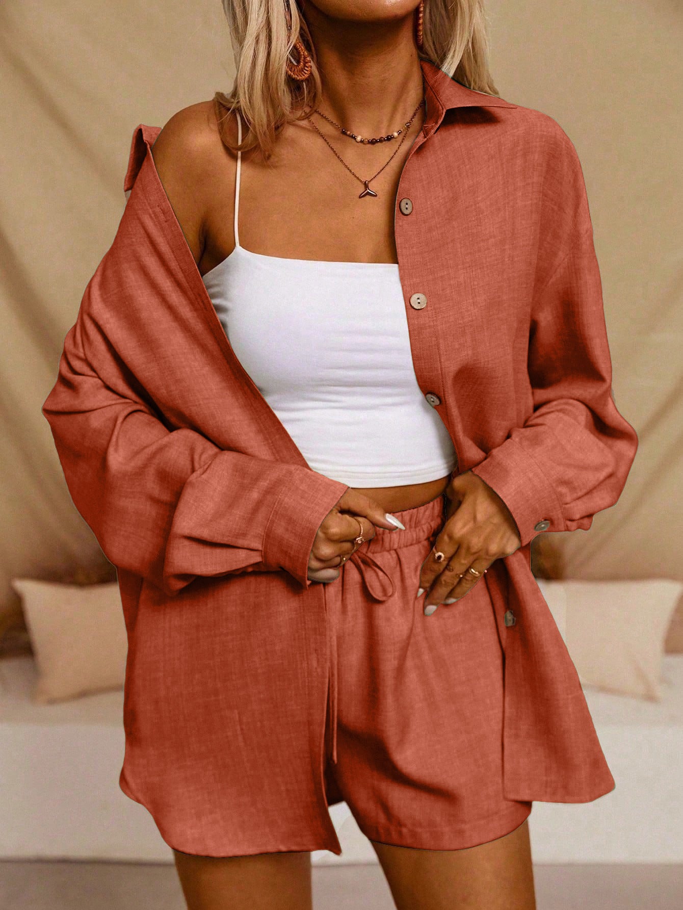 Tatting Cardigan With Shorts