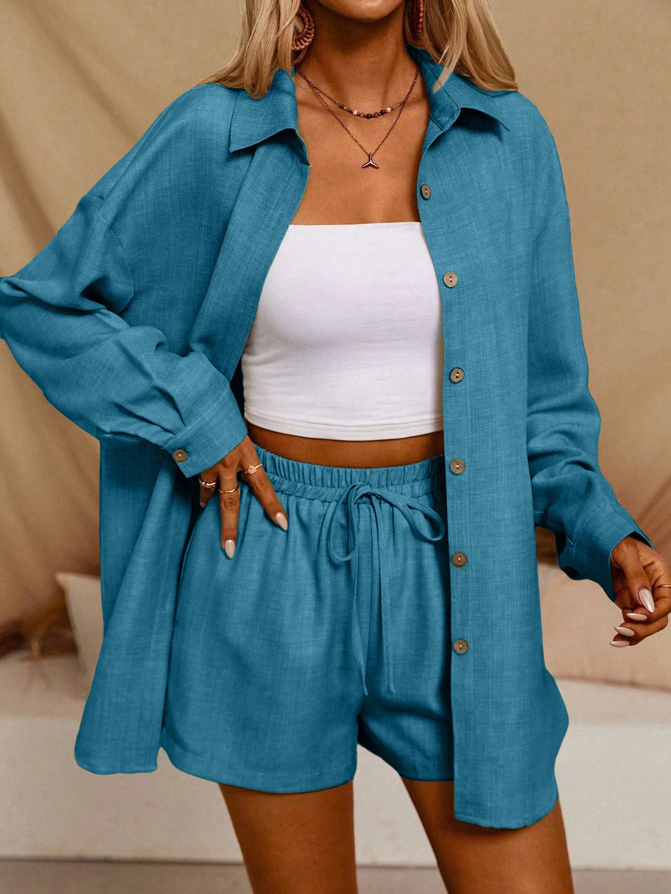 Tatting Cardigan With Shorts