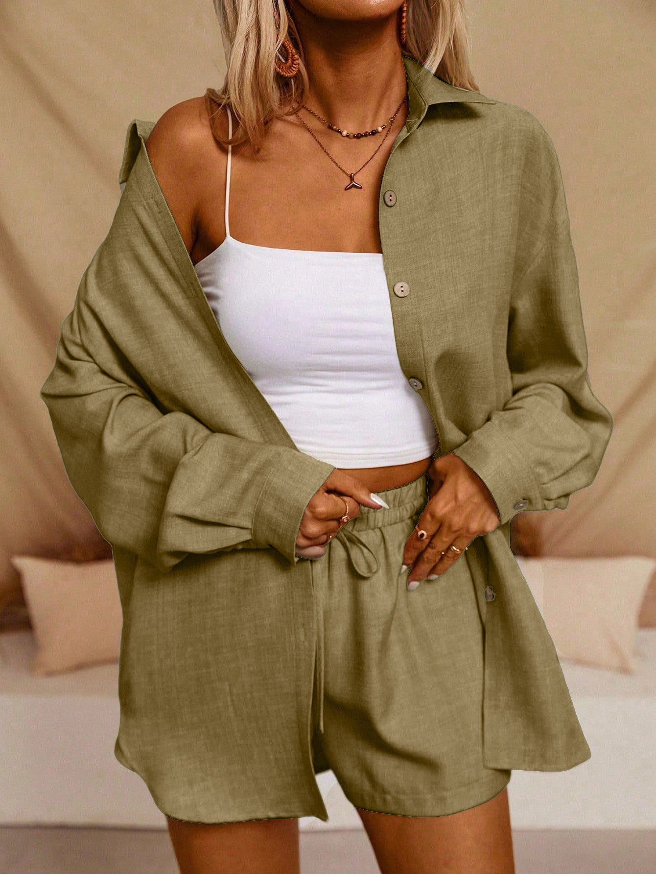 Tatting Cardigan With Shorts